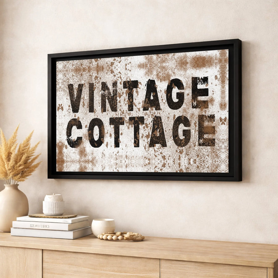 Vintage Cottage Wall Art | Distressed Rustic Typography Canvas Print | 1.25-Inch Gallery Wrap | Farmhouse Home Decor for Living Room Gift