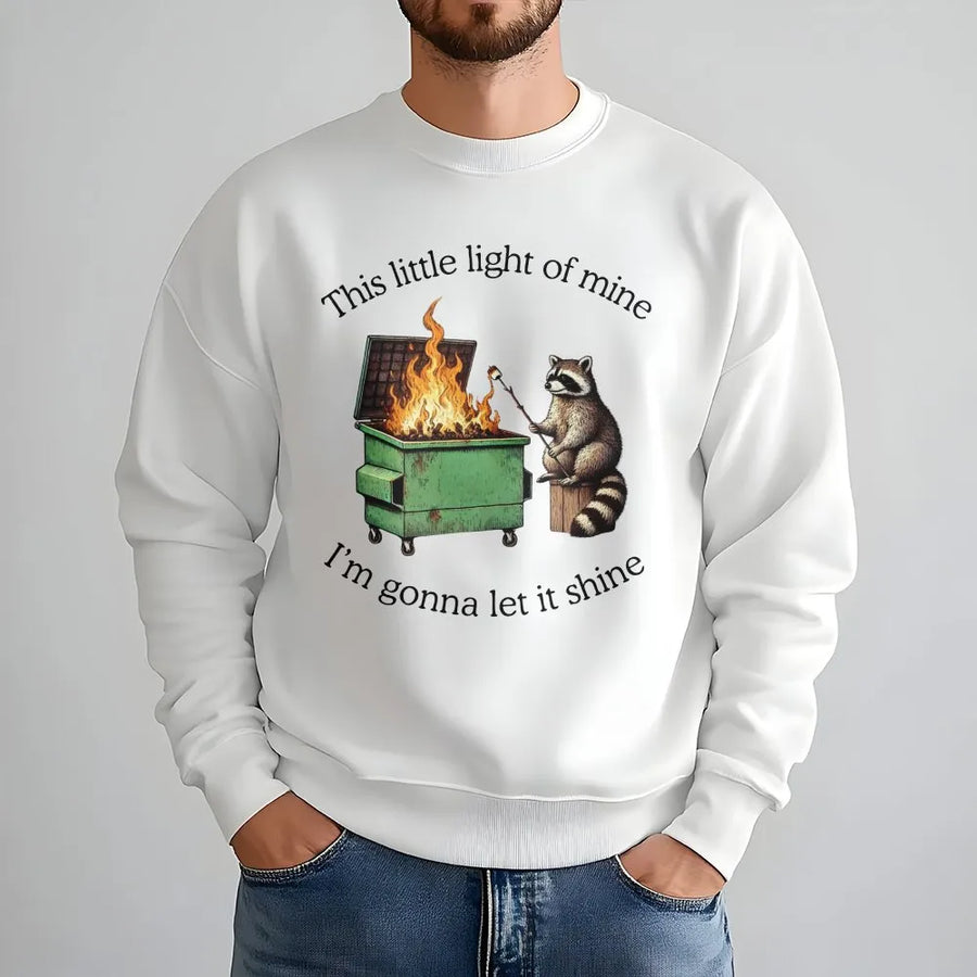 Dumpster Fire Raccoon Sweatshirt | Funny Marshmallow Roasting Design | Premium Cotton Blend | Sarcastic Gift for Her & Him