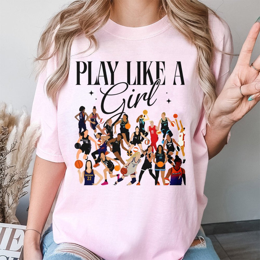 Play Like A Girl Basketball T-Shirt | Women's Sports Athlete Graphic Tee | 100% Cotton Premium Quality | Empowering Gift for Basketball Players