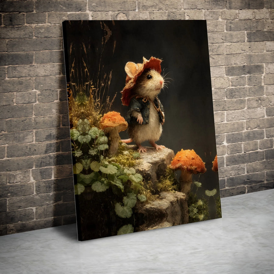 Adventurous Mouse Canvas Print | Whimsical Forest Animal Wall Art | 1.25-Inch Premium Gallery Wrap | Nature-Inspired Nursery Decor Gift