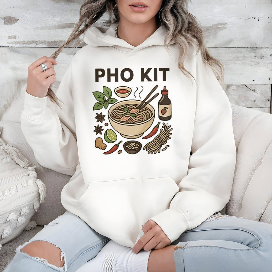 Pho Kit Hoodie | Vietnamese Soup Bowl Graphic | Premium Cotton Blend | Foodie Lover Birthday Gift
