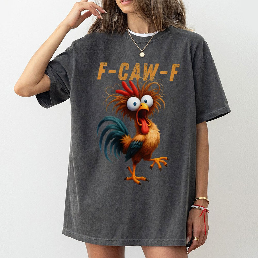 F-Caw-F Funny Chicken T-Shirt | Quirky Rooster Graphic Tee | 100% Cotton Premium Quality | Humorous Farm Animal Gift for Him or Her