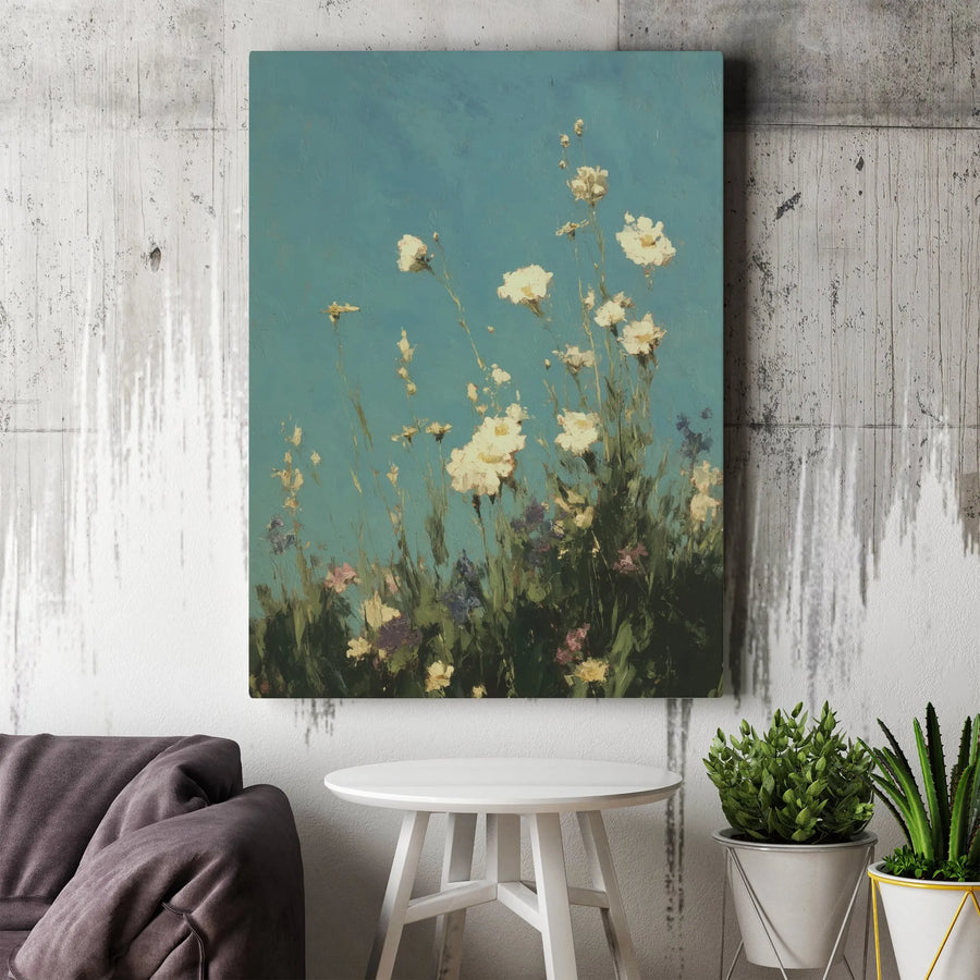 Wildflower Canvas Wall Art | Impressionist Floral Landscape | 1.25" Premium Gallery Wrapped Canvas | Minimalist Home Decor Gift