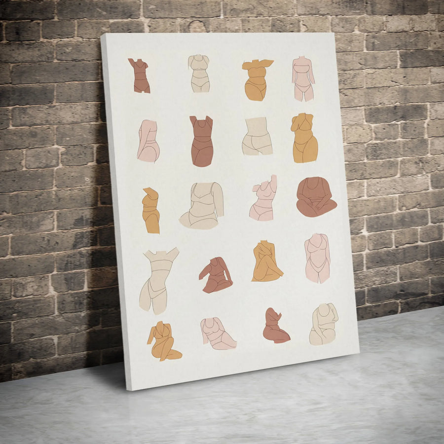 Body Positivity Wall Art | Diverse Female Forms Minimalist Print | Premium Gallery Canvas | Empowering Gift for Her Home Decor