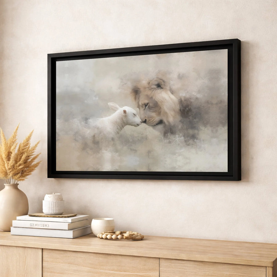 Lion and Lamb Wall Art | Christian Religious Canvas Print | Premium Gallery-Quality Decor | Inspirational Spiritual Home Gift