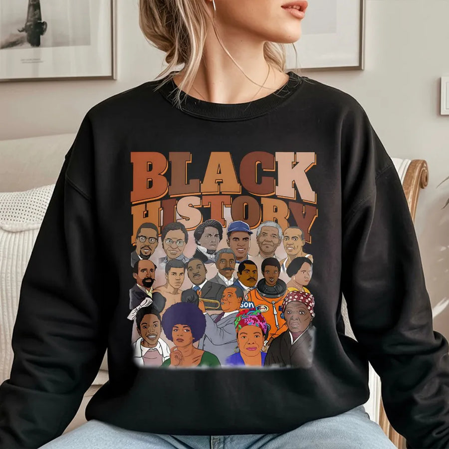 Black History Month Sweatshirt | Iconic Civil Rights Leaders Graphic Print | Premium Cotton Blend Crewneck | Unisex Cultural Heritage Gift