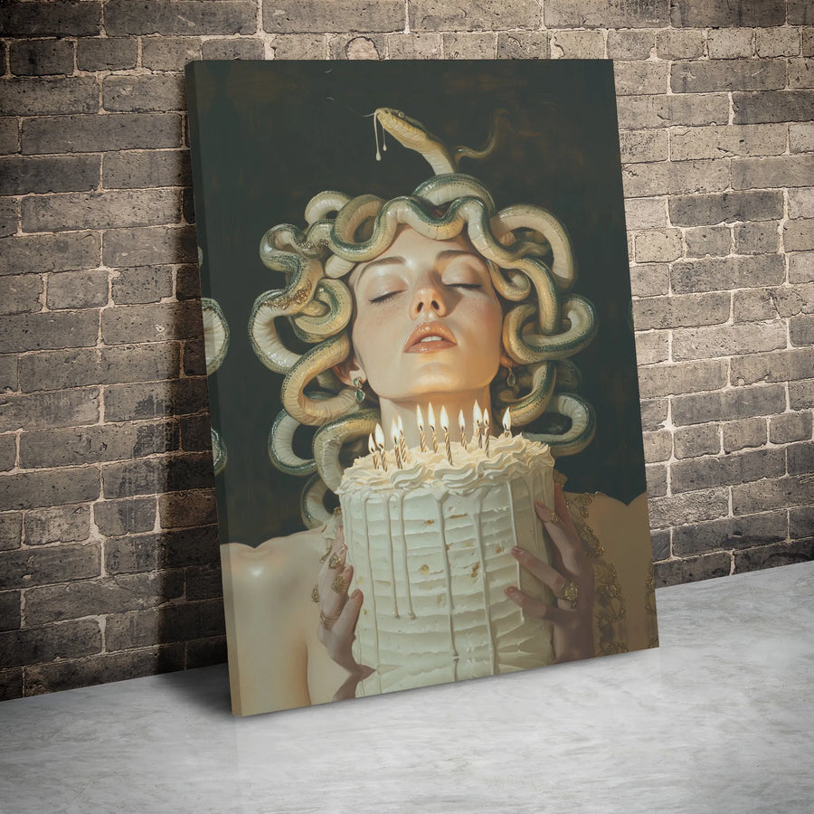 Medusa Birthday Canvas Wall Art | Surreal Greek Mythology Portrait | Gallery Wrapped Premium Decor | Gothic Birthday Gift For Her