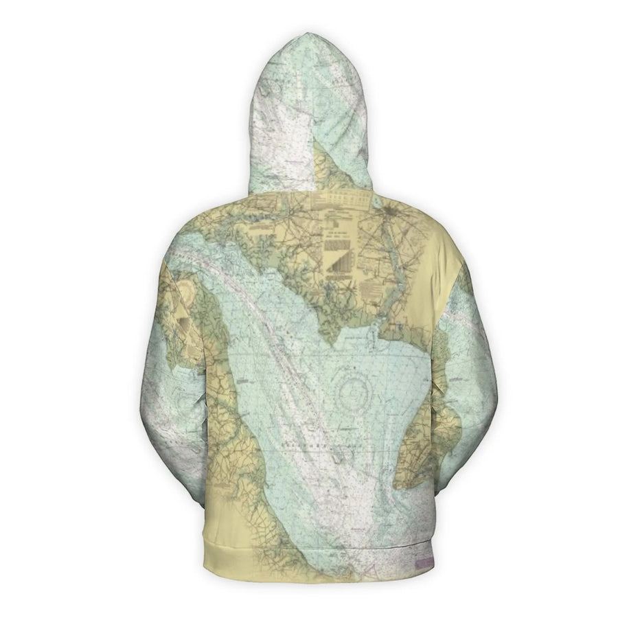 Nautical Chart Map Hoodie | Vintage Sailor Sea Chart Print | Premium Soft Brushed Fleece | Unique Gift For Boating Enthusiasts And Sailors