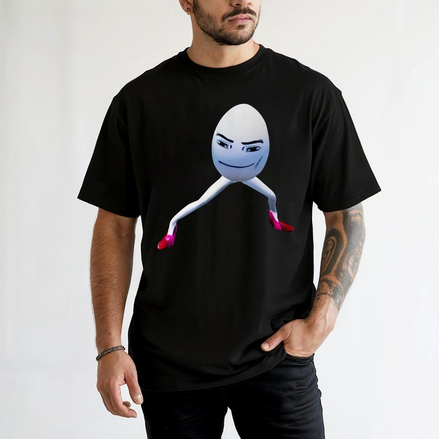 Egg In Heels Graphic T-Shirt | Funny Gaming Meme Art | 100% Cotton Premium Tee | Unique Gift for Gamers and Internet Culture Fans