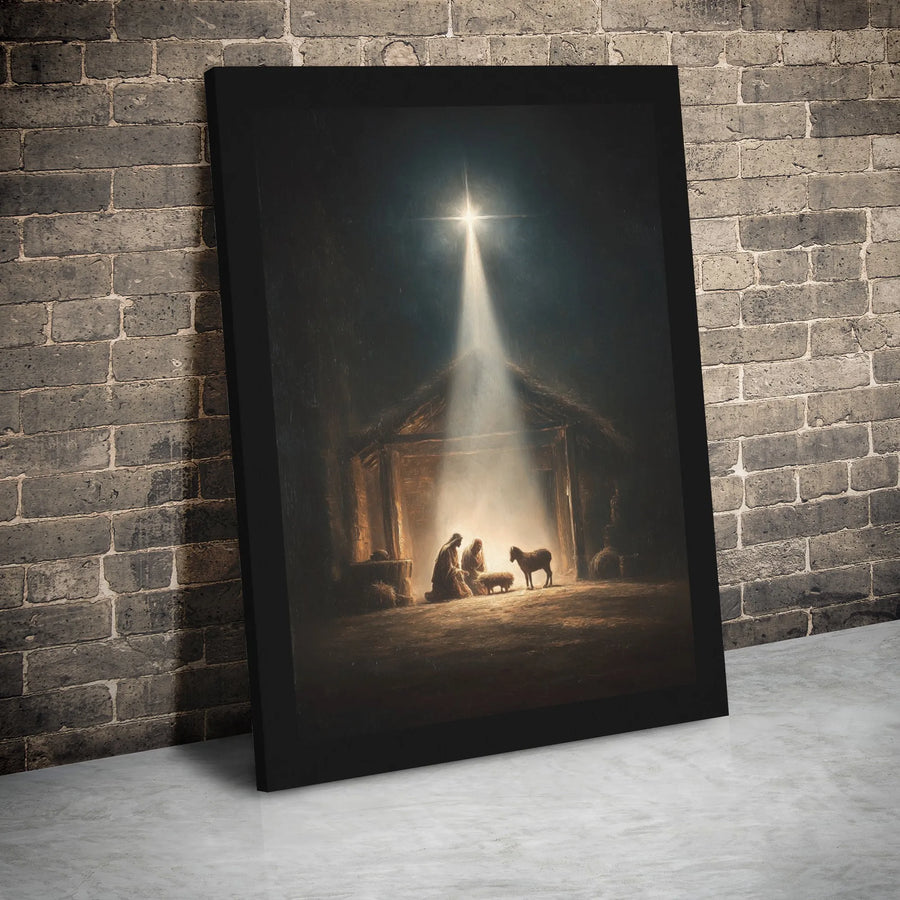 Nativity Scene Canvas Wall Art | Holy Family Bethlehem Star Print | Premium Gallery Wrap Decor | Religious Christian Christmas Gift