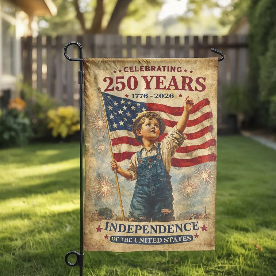 USA 250th Anniversary Garden Flag | Vintage 1776-2026 Independence Day Design | Double-Sided Premium Weatherproof Polyester | Commemorative Patriotic Outdoor Decor Gift