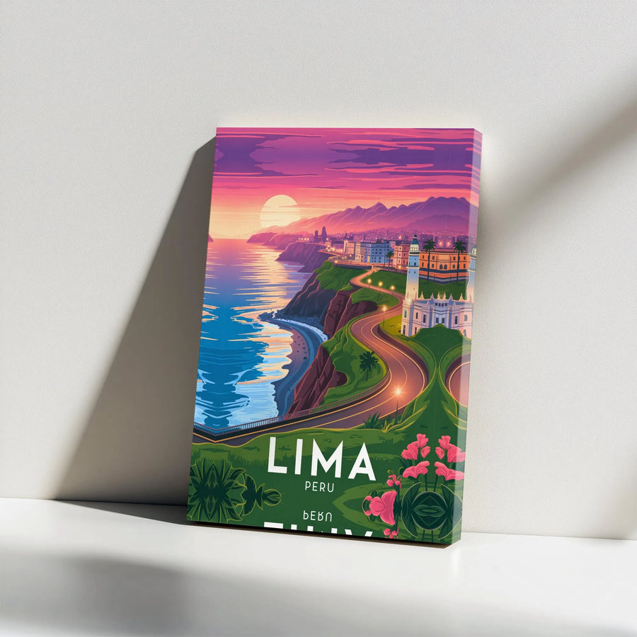 Lima Peru Canvas Print | Vintage Style Travel Poster Art | Premium Gallery Wrapped Canvas | South America Traveler Gift