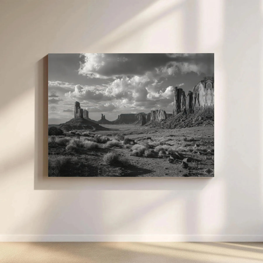 Monument Valley Landscape Canvas | Black and White Desert Photography | Premium Gallery-Wrapped Wall Art | Modern Home or Office Decor Gift