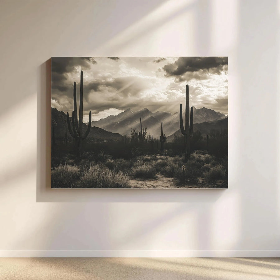 Desert Landscape Canvas Print | Saguaro Cactus Mountain Scenery | Premium Gallery-Wrapped Wall Art | Southwest Home Decor Gift