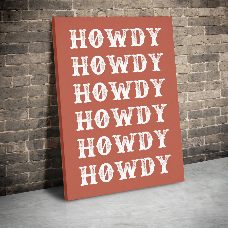 Howdy Wall Art Canvas | Western Typography Decor | Premium Gallery Wrap Print | Southwestern Aesthetic Home Decor Gift