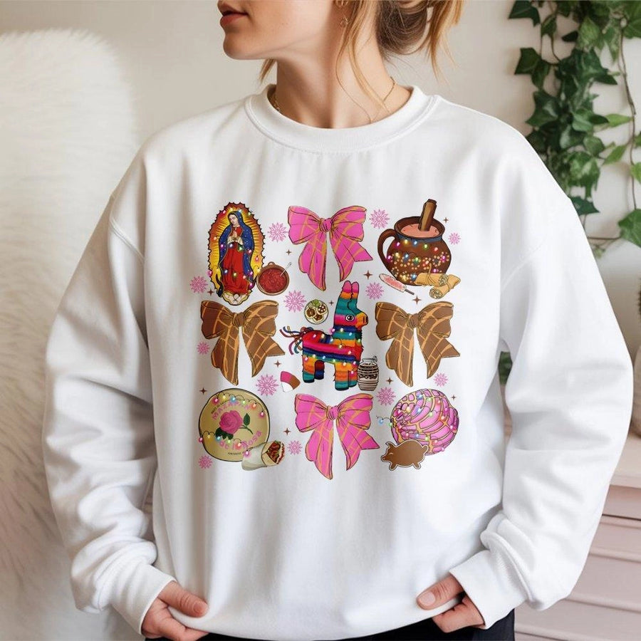 Mexican Christmas Sweatshirt | Coquette Aesthetic Pinata Design | Premium Cotton Blend | Festive Holiday Gift for Women