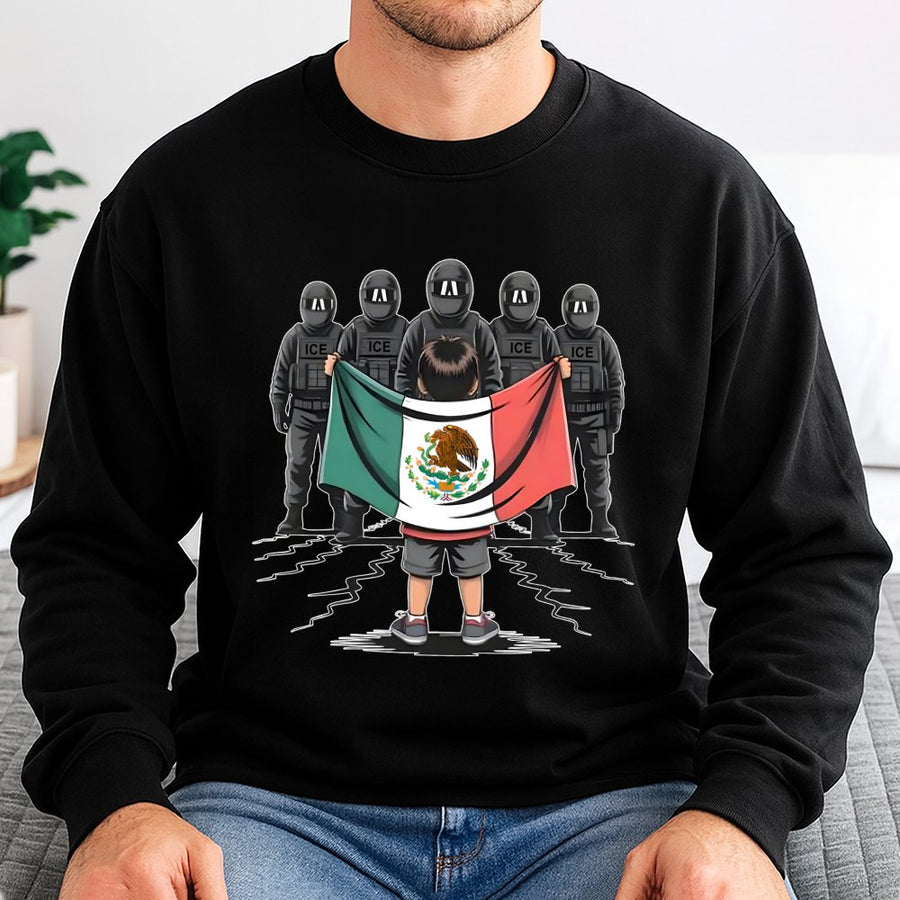 Immigrant Rights Sweatshirt | Mexican Flag Art Design | Premium Cotton Blend | Activist Apparel for Human Rights Supporters