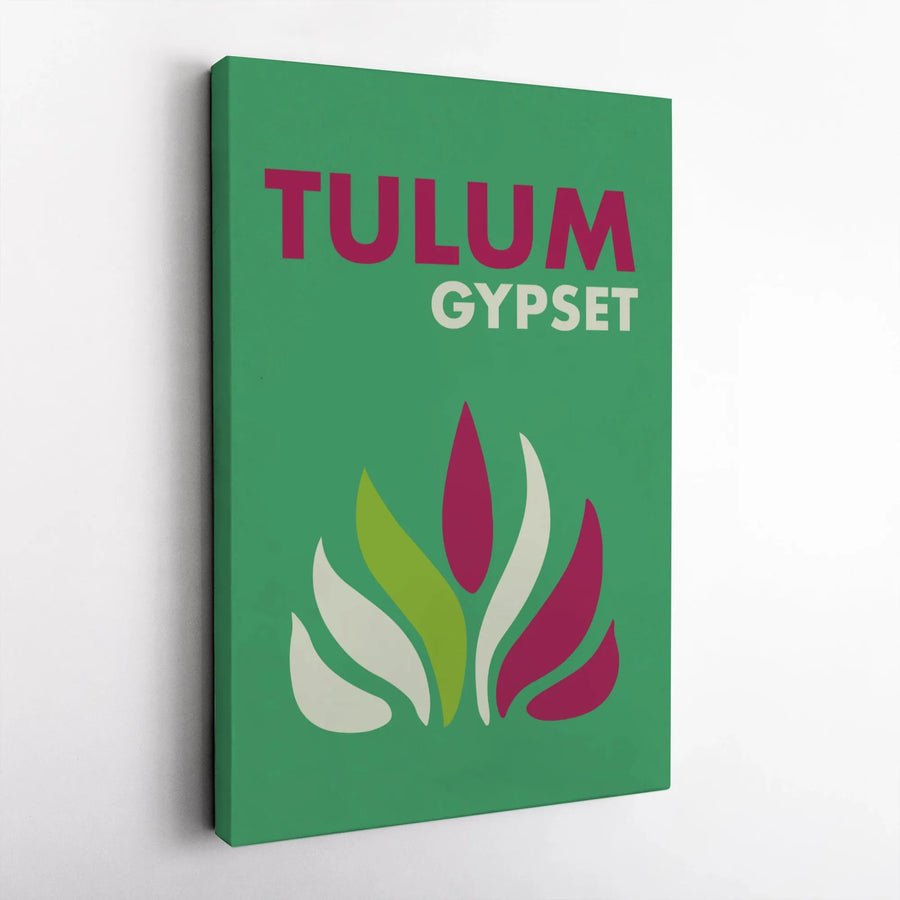 Tulum Gypset Wall Art | Minimalist Tropical Leaf Graphic Print | Premium 1.25-Inch Gallery Canvas | Modern Bohemian Home Decor Gift