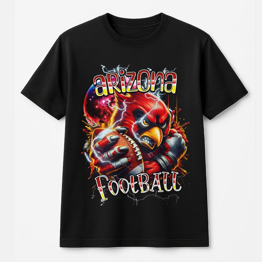 Arizona Football With Arizona Cardinals Mascot Holding A Football With Lightning T-Shirt