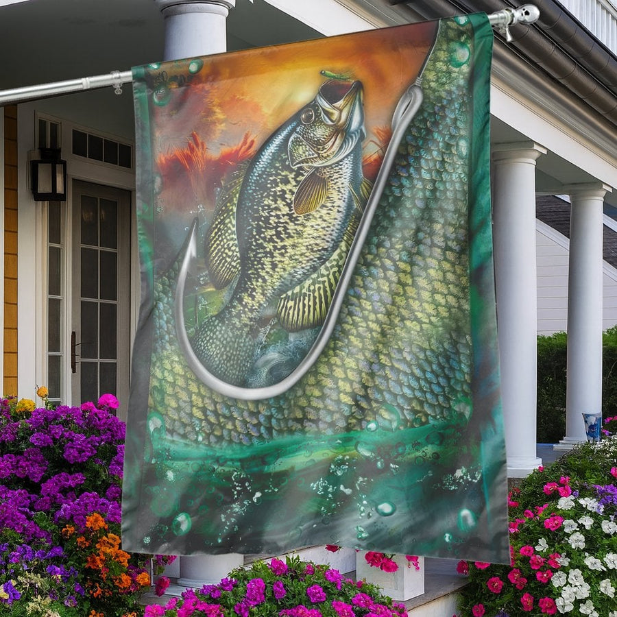 Crappie Fishing Garden Flag | Detailed Bass Catch Artistic Print | Weather-Resistant Polyester | Outdoor Decor Gift for Fishermen
