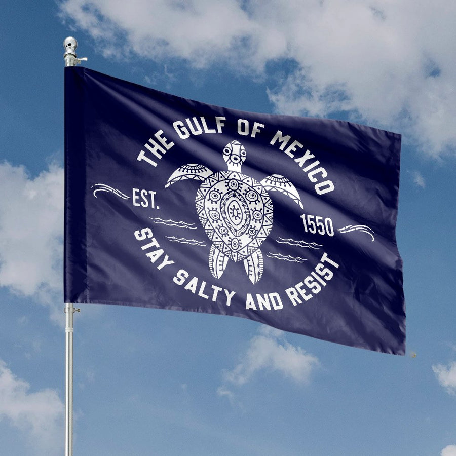 Gulf of Mexico Sea Turtle House Flag | Stay Salty Coastal Decor | Premium Fade-Resistant Polyester | Outdoor Garden Banner Gift