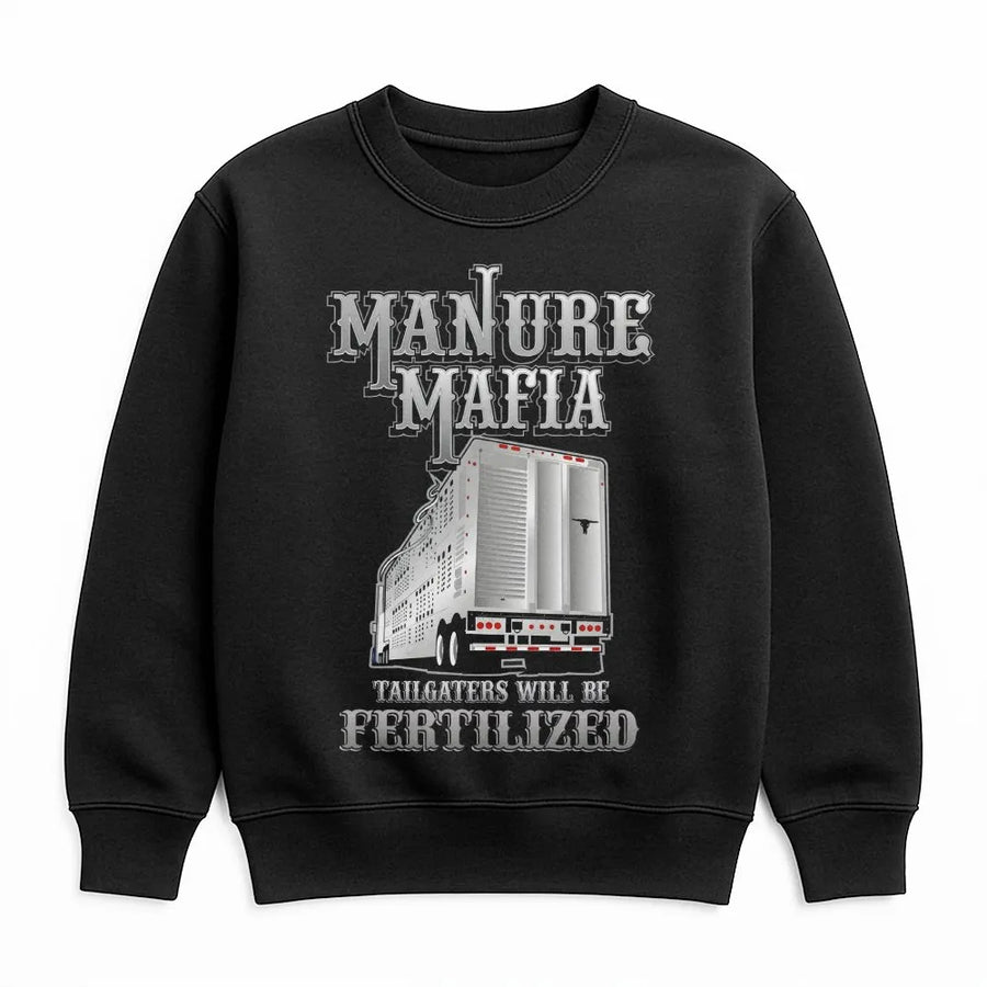 Manure Mafia Sweatshirt | Livestock Trailer Graphic Print | Premium Cotton Blend | Funny Trucker Gift for Cattle Haulers & Farmers