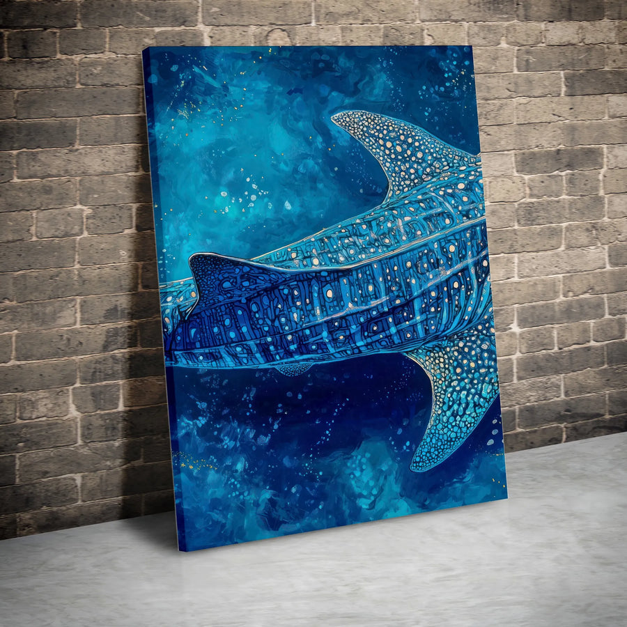 Whale Shark Canvas Wall Art | Abstract Ocean Animal Painting | Premium Thick Gallery Wrap | Coastal Home Decor Gift for Marine Life Lovers