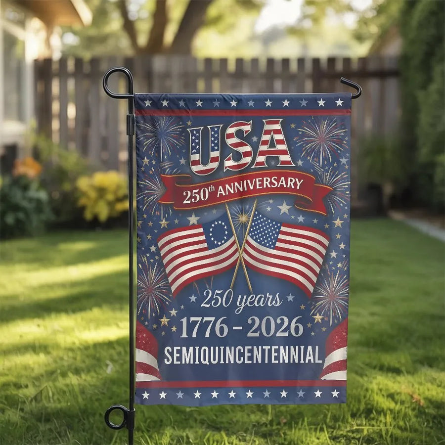 USA 250th Anniversary Garden Flag | 1776-2026 Semiquincentennial Design | Weather-Resistant Polyester | Collector's Patriotic Yard Decor
