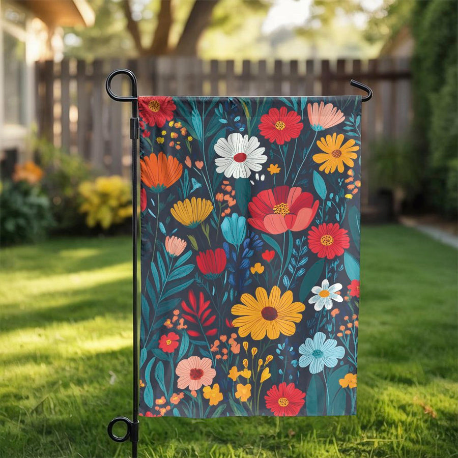 Floral Garden Flag | Vibrant Botanical Wildflower Print | Weather-Resistant Premium Polyester | Summer Yard Decor & Gardener Gift