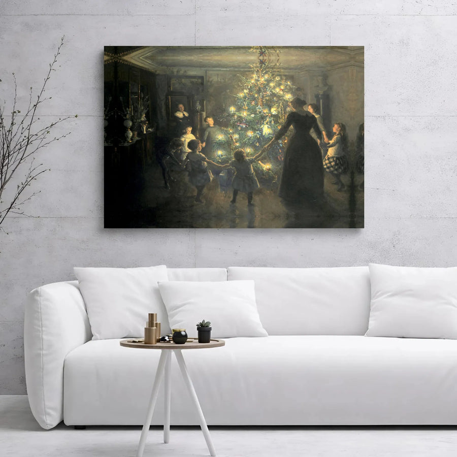 Vintage Christmas Tree Canvas Print | Victorian Family Holiday Art | Premium Gallery Wrap Wall Decor | Festive Home Interior Gift