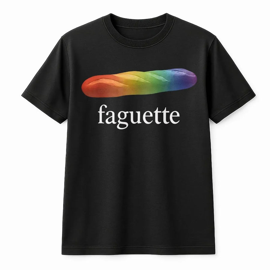 Faguette T-Shirt | Funny Rainbow Baguette Pride Graphic | Soft Cotton Blend | Unisex LGBTQ Ally Gift for Pride Month