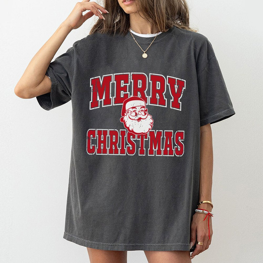 Merry Christmas Santa T-Shirt | Retro Distressed Graphic Tee | 100% Cotton Premium Quality | Festive Holiday Gift for Men and Women