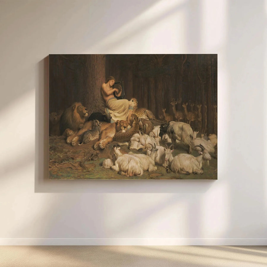 Mythological Wall Art Canvas Print | Orpheus with Animals Fine Art Reproduction | Premium Gallery Quality Canvas | Classic Home Decor Gift