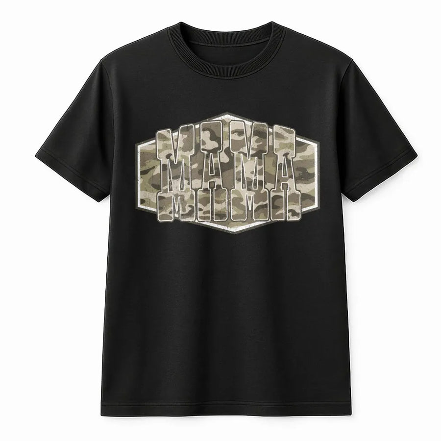 Camo Mama T-Shirt | Distressed Camouflage Graphic Print | Premium Soft Cotton Blend | Trendy Mother's Day 2026 Gift for Mom