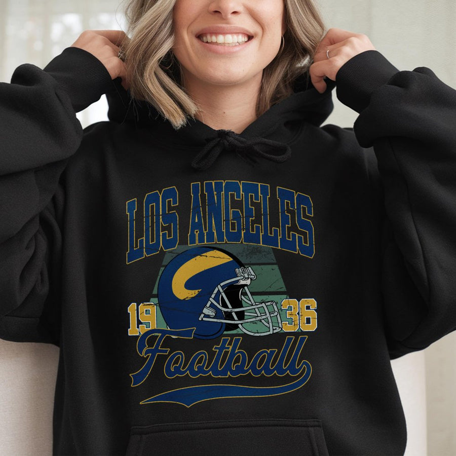 Los Angeles 1936 Football With A Vintage Los Angeles Rams Football Helmet Hoodie