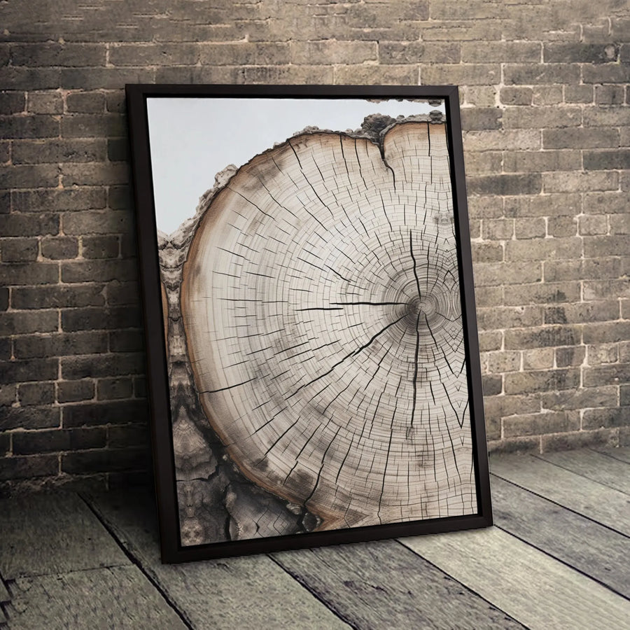 Tree Rings Wall Art | Minimalist Wood Grain Cross Section Canvas | Premium Fade-Resistant Decor | Modern Nature Home Gift