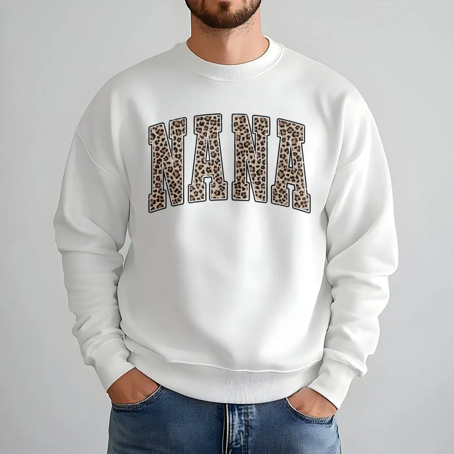Nana Leopard Print Shirt | Cute Varsity Letter Graphic Tee | Premium Soft Cotton | Mothers Day or Birthday Gift for Grandma