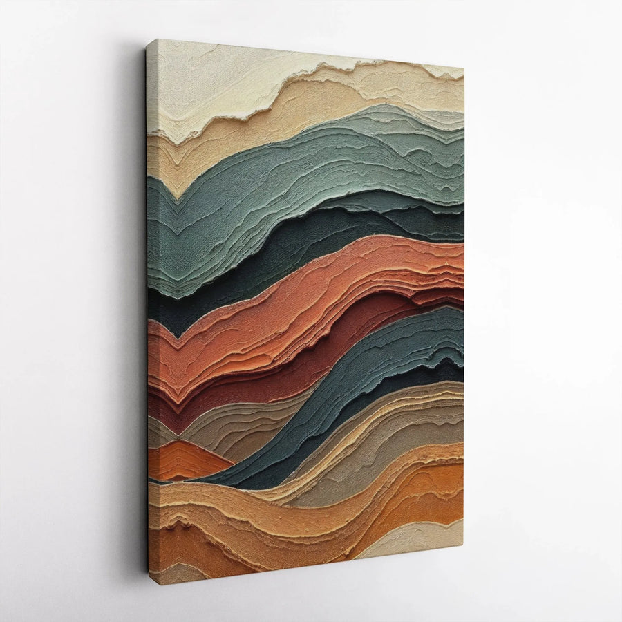 Abstract Earth Tone Canvas Print | Textured Geological Strata Wall Art | Gallery Wrapped Premium Decor | Modern Interior Design for Home Office
