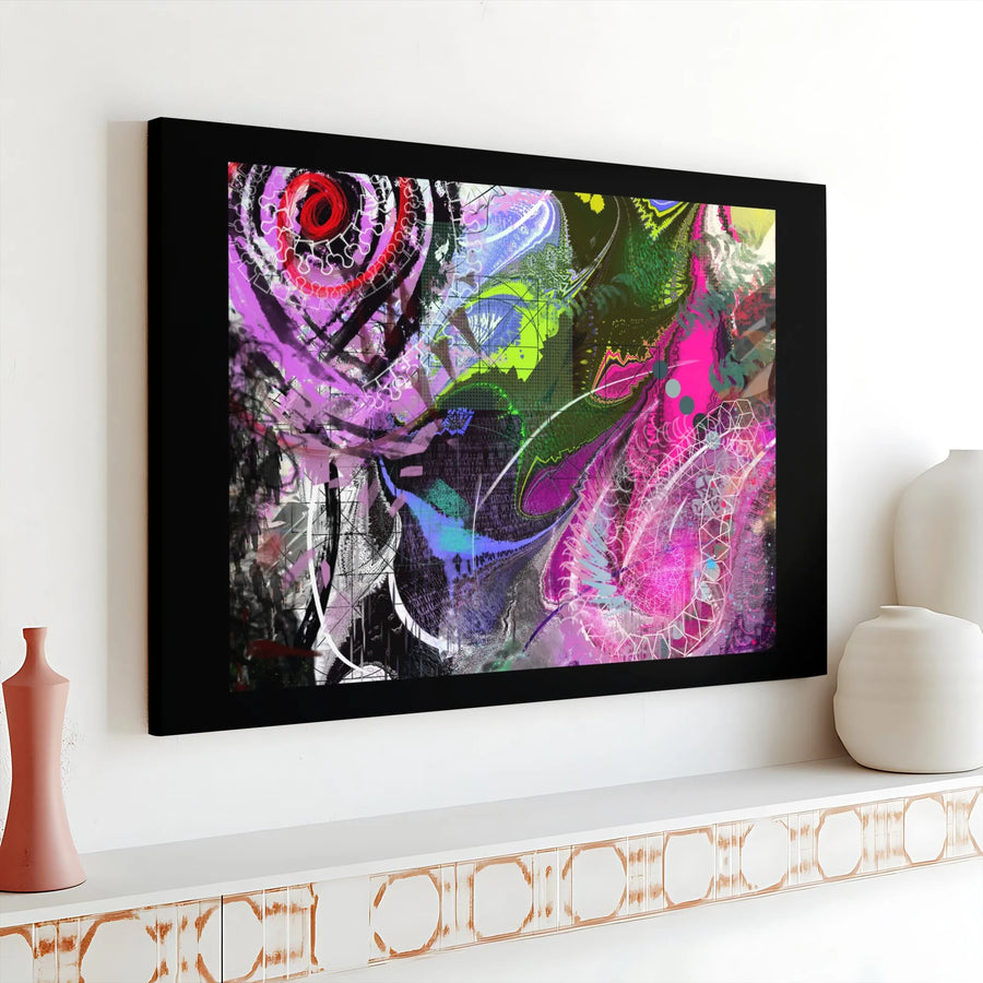 Vibrant Abstract Canvas Wall Art | Colorful Graffiti Geometric Print | 1.25" Gallery Wrap Premium Canvas | Modern Home Office Decor