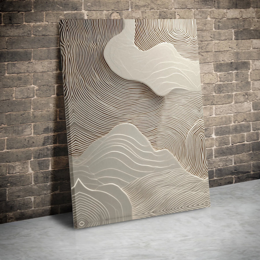 Abstract Wavy Line Canvas Print | Modern 3D Topographic Texture Wall Art | Gallery-Quality Premium Decor | Neutral Minimalist Living Room Gift