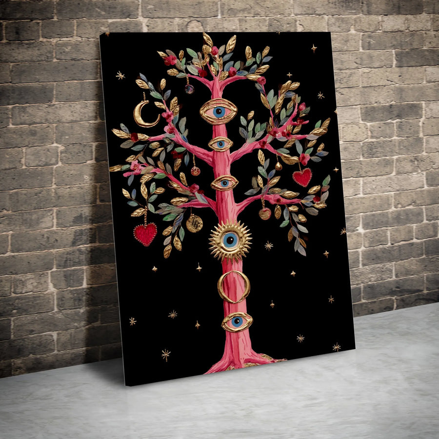 Mystical Evil Eye Tree of Life Canvas | Surreal All Seeing Eye Wall Art | Premium High-Resolution Print | Spiritual Boho Home Decor Gift