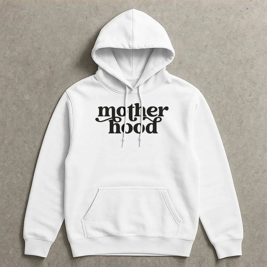 Retro Motherhood Hoodie | Groovy Typography Mama Sweatshirt | Soft Cotton Blend | Trendy Mothers Day Gift for New Mom