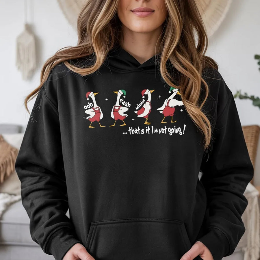 Funny Goose Christmas Hoodie | Cute Holiday Animal Graphic Sweatshirt | Soft Premium Cotton Blend | Unisex Gift for Bird Lovers