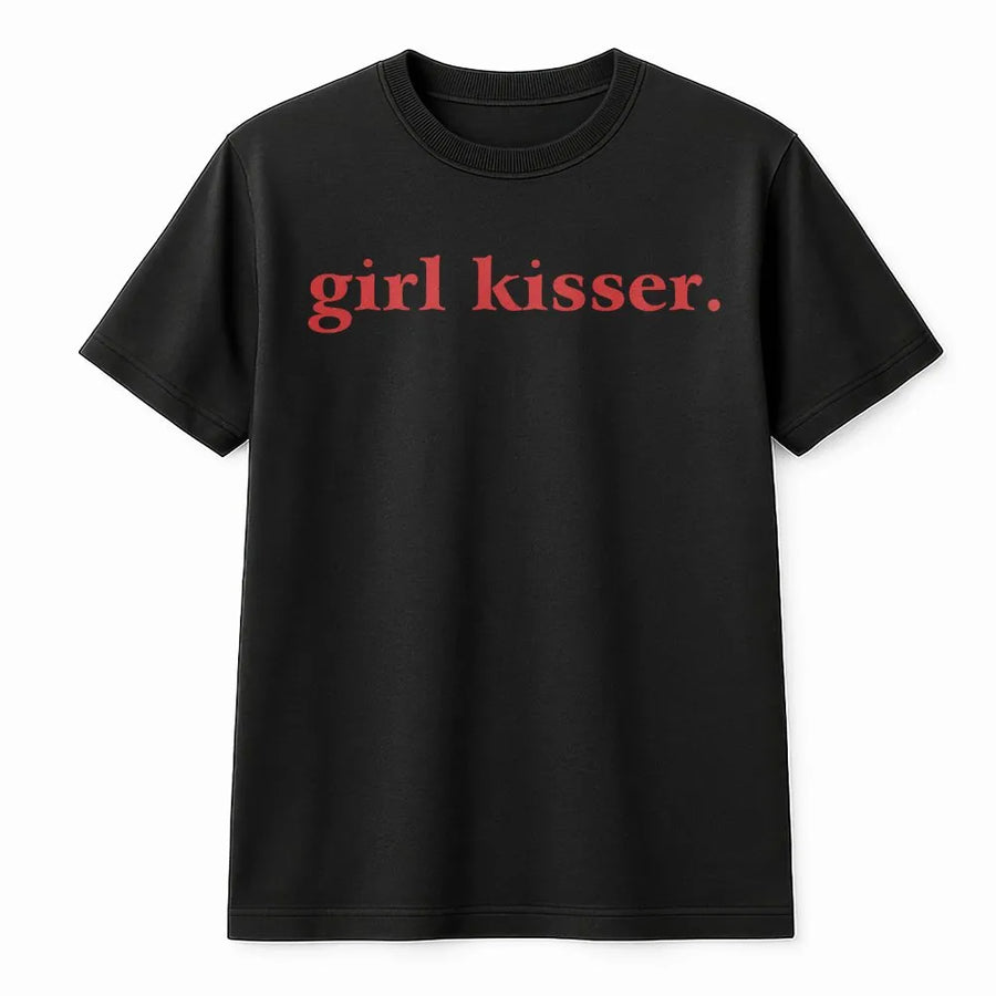 Girl Kisser T-Shirt | Trendy Y2K Minimalist Text | Soft Cotton Blend Sweatshirt | LGBTQ Pride Gift for Lesbian, WLW