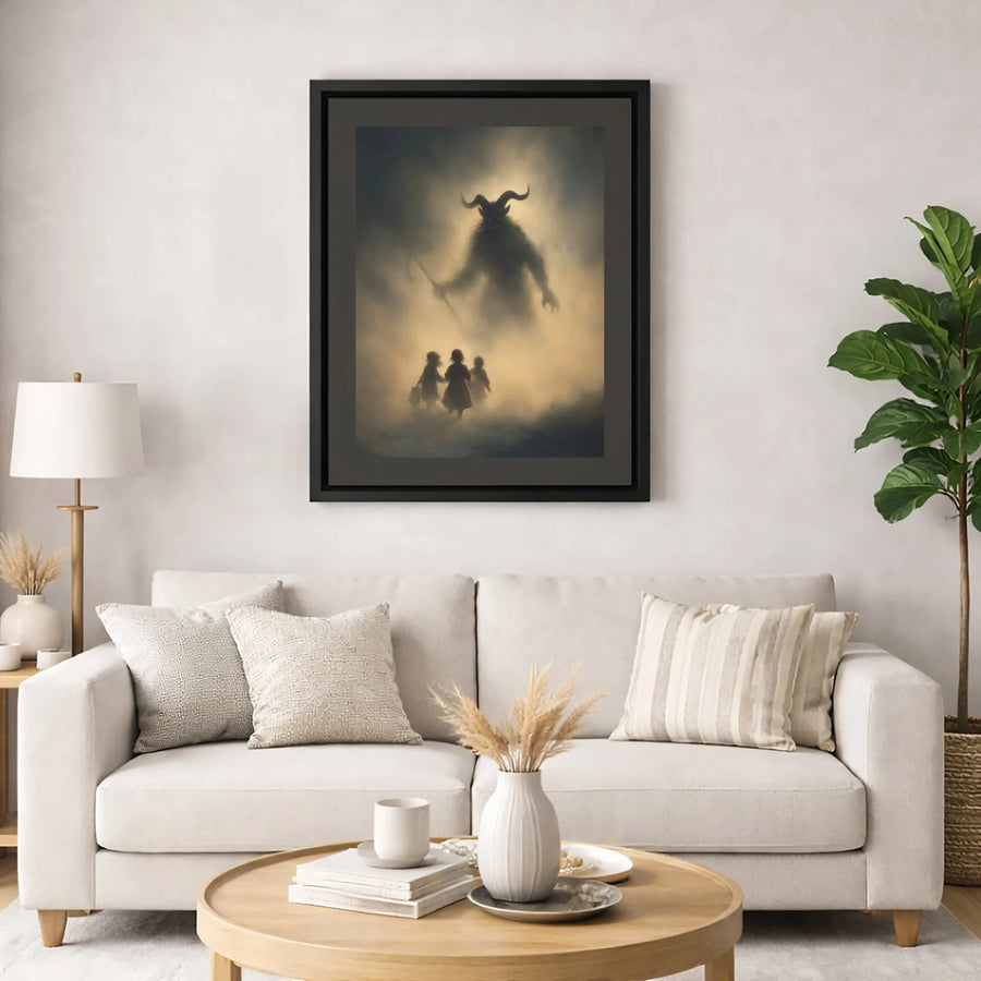 Krampus Wall Art Canvas | Dark Fantasy Demon Christmas Decor | Premium Gallery Wrap Print | Gothic Horror Gift for Collectors