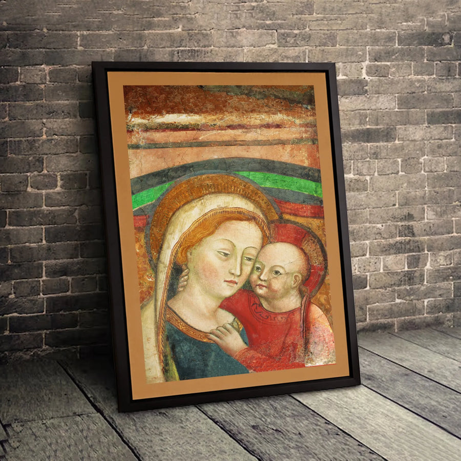 Madonna and Child Canvas Wall Art | Renaissance Religious Medieval Painting | Premium Gallery Wrapped Decor | Christian Home Gift for Believers