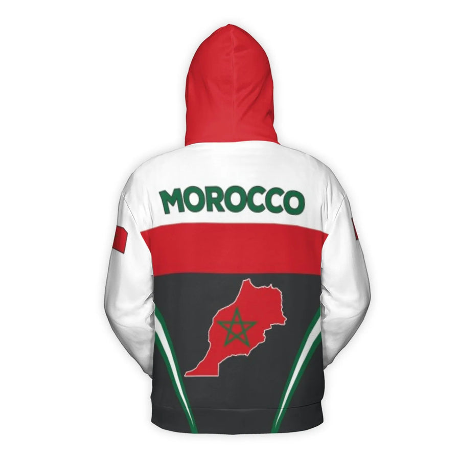 Morocco Flag Hoodie | Moroccan Coat of Arms & Country Map Design | Premium Brushed Fleece Knit | Gift for Proud Moroccans & Diaspora