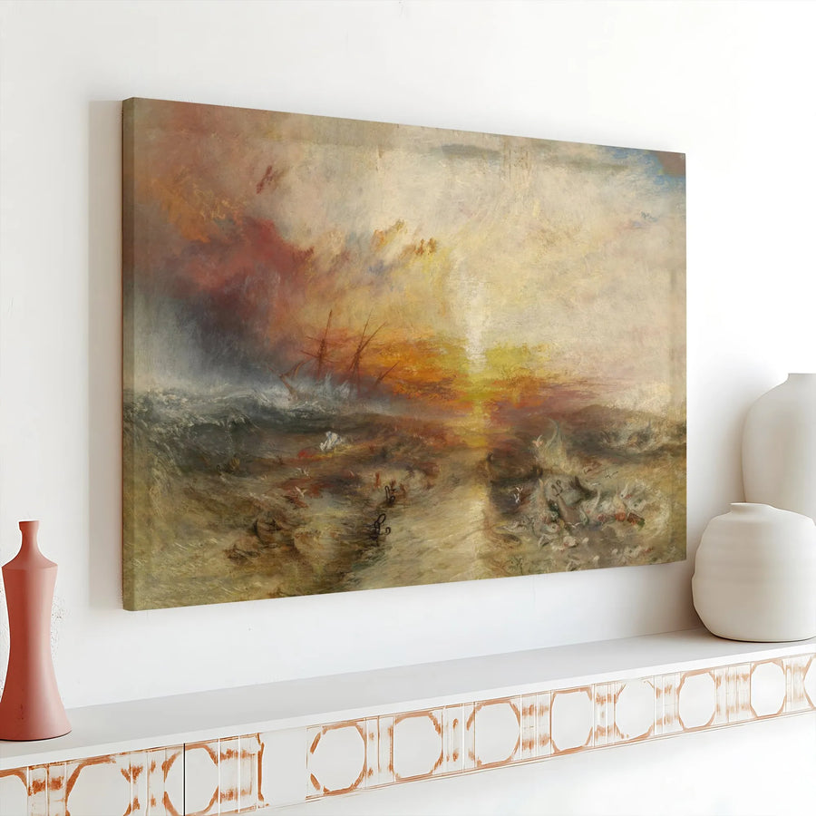 J.M.W. Turner The Slave Ship Canvas Art | Romanticism Seascape Wall Decor | Premium 1.25-Inch Gallery Wrap | Classic Fine Art Gift for Home