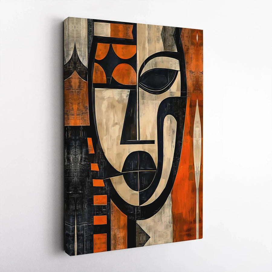 Abstract Cubist Face Canvas Wall Art | Geometric Modernist Portrait Print | Premium Gallery Wrapped | Home Office Decor Gift