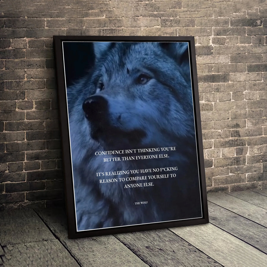 Wolf Wall Art | Confidence Quote Canvas Print | Premium Gallery Wrapped Decor | Motivational Office Gift For Men